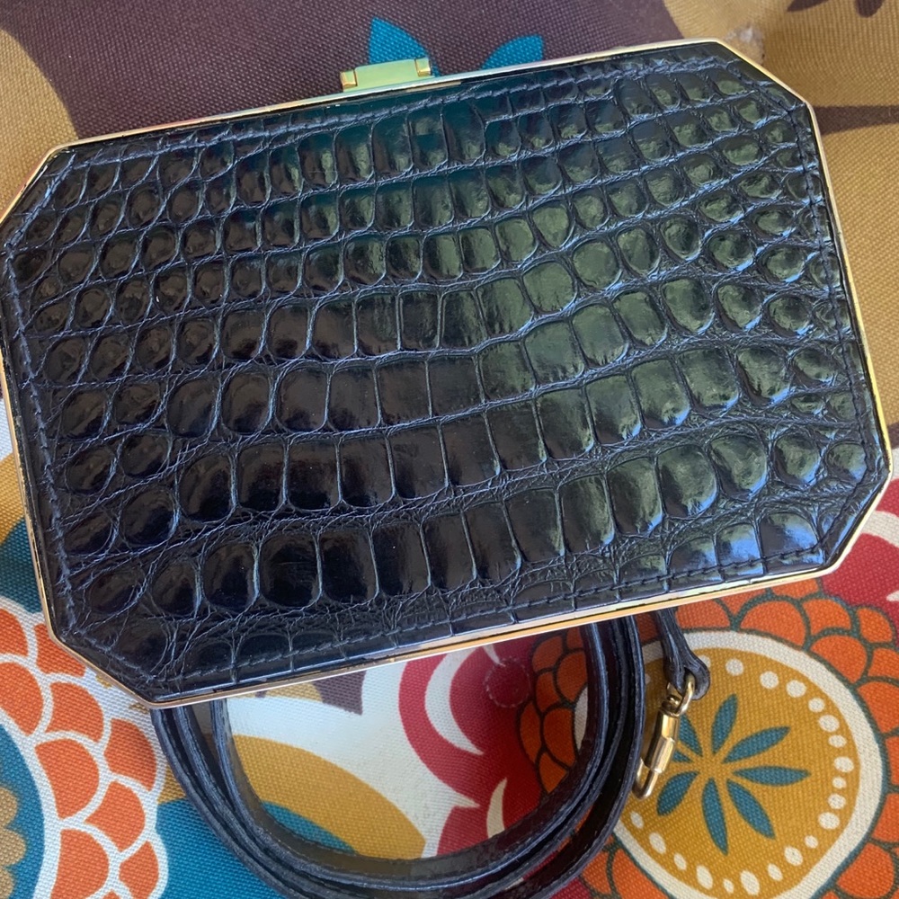 Zagliani Crocodile Clutch with detachable strap